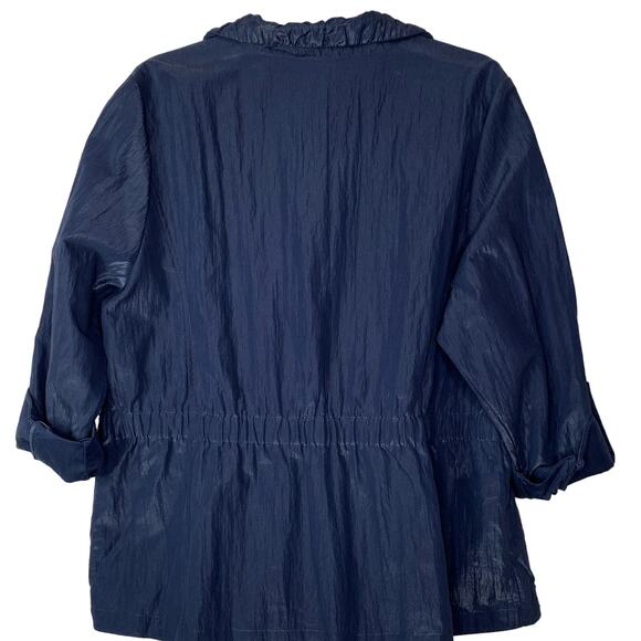 NEW CJ Banks Jacket Iridescent Size 16/18W 1X Cinch Waist Front Zip Navy Blue - Picture 4 of 9